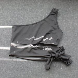 Black One Shoulder Crop Top